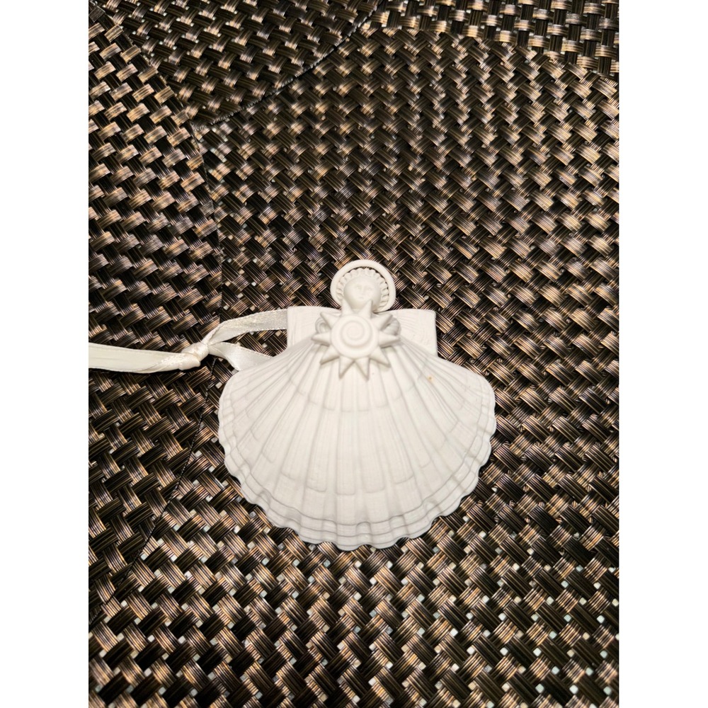 Margaret Furlong Sun Angel Shell Ornament 1994 Bisque Porcelain White 3 inch
